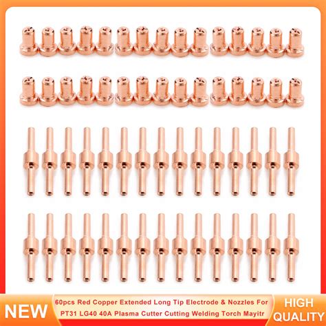 60pcs Red Copper Extended Long Tip Electrode Nozzles For PT31 LG40