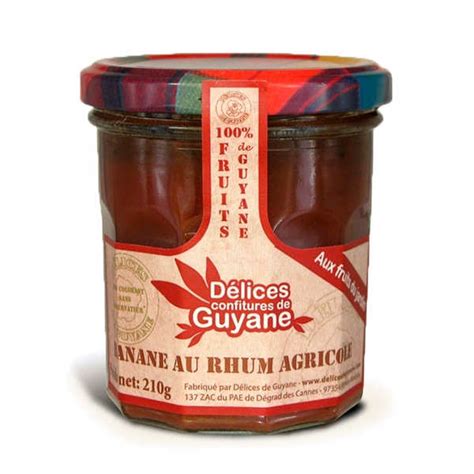 Banana jam with agricultural rum from Guyana Délices de Guyane