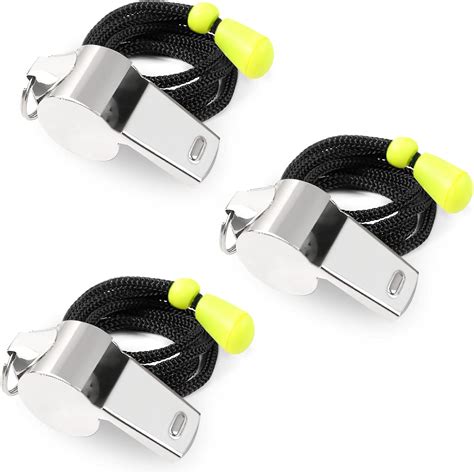 Redamancy 3 Pcs Whistle, Stainless Steel Sports Whistles with Black