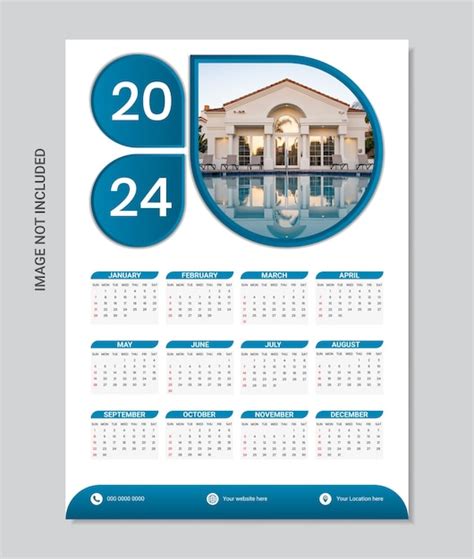 Mod Le Imprimable De Conception De Calendrier Mural D Une Page Vector