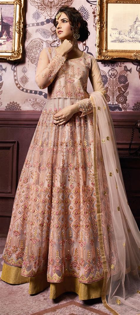 Party Wear Pink And Majenta Color Net Fabric Salwar Kameez