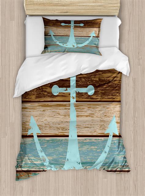 Anchor Duvet Cover Set Timeworn Marine On Weathered Wooden Planks