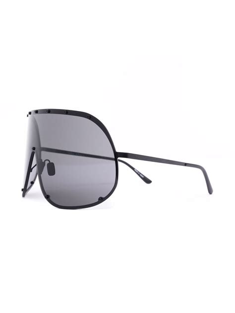 Rick Owens Oversized Shield Frame Sunglasses Black FARFETCH UK