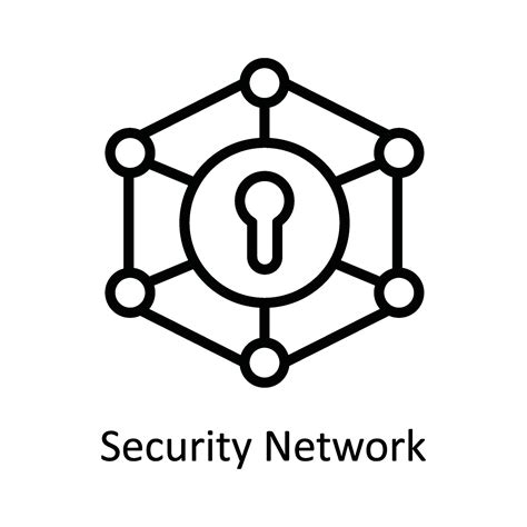 Security Network Vector Outline Icon Design Illustration Cyber Security Symbol On White