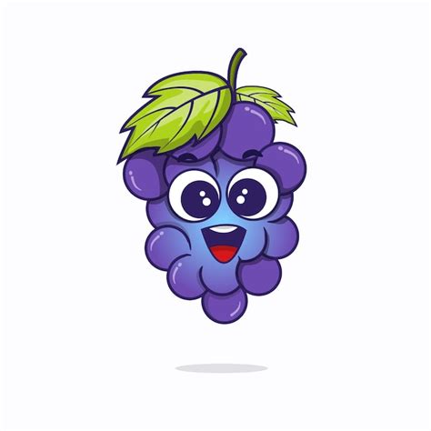 Dessin Anim Mignon De Fruits De Raisin Vecteur Premium