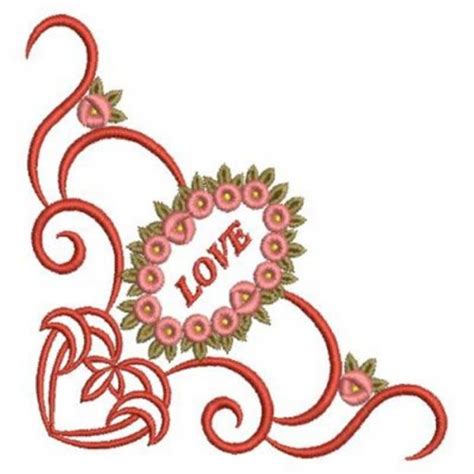 Rose Heart Corner Machine Embroidery Design Embroidery Library At