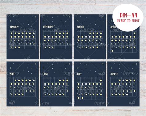 2023 Lunar Calendar Printable PDF / Moon Phases / Lunar Cycle / 1 Month ...