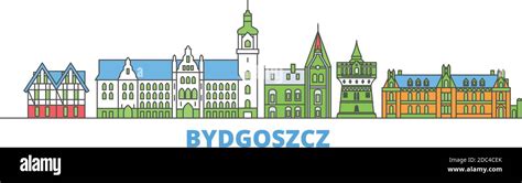 Poland Bydgoszcz Line Cityscape Flat Vector Travel City Landmark