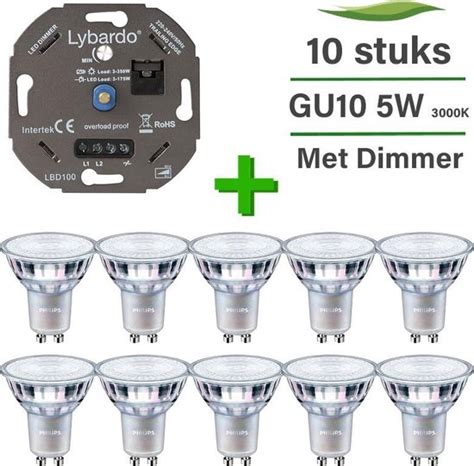 Philips Gu10 Led Lamp 10 Pack 5w Dimbaar Warm Wit Licht Led