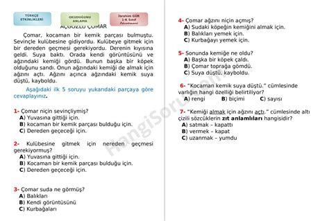 1 Sınıf Türkçe Etkinlik ve Çalışma Kağıtları 2022 2023 HangiSoru