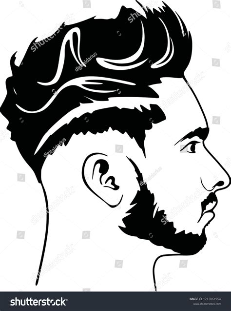 Portrait Bearded Man Full Face Vector Stock Vector Royalty Free