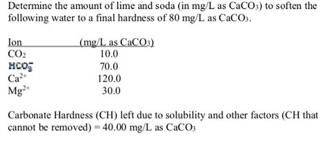 Solved Determine The Amount Of Lime And Soda In Mg L As Chegg