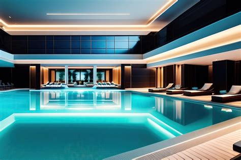Premium AI Image | A large swimming pool in a luxury hotel complex