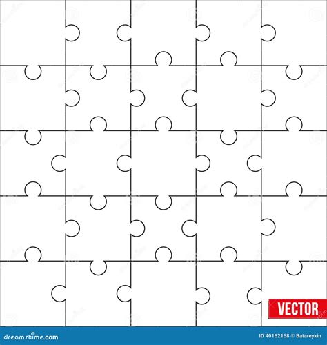 Sample Of Square Puzzle Blank Template Or Cutting Guidelines Vector