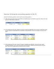 01 SET A10 Exercise 1 9 Using The Accounting Equation LO A1 To Lo Eje