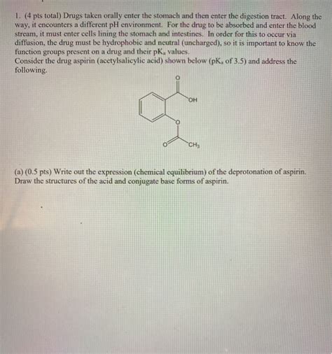 Solved 1 4 Pts Total Drugs Taken Orally Enter The Stomach Chegg