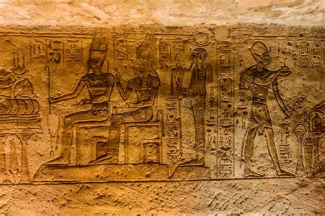 Abu Simbel Egypt 22 Feb 2019 Tallados En La Pared En El Gran Templo