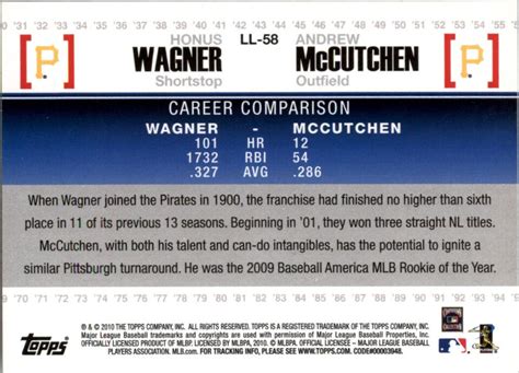 Topps Legendary Lineage Ll Honus Wagner Andrew Mccutchen