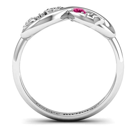 aol special sterling silver sweet   birthstone infinity ring