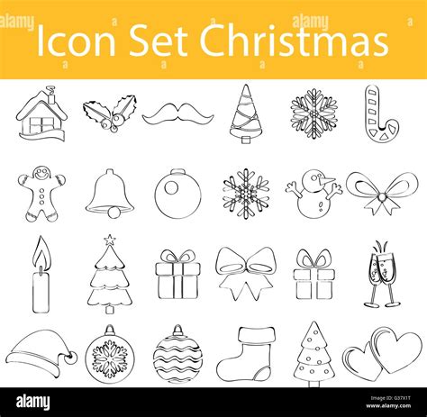 Drawn Doodle Lined Icon Set Christmas With 24 Icons For The Creative