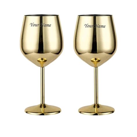 Buy Abrazo Customised Stainless Steel Wine Glasses 350 Ml Set Of 2 Unbreakable Wine Glass