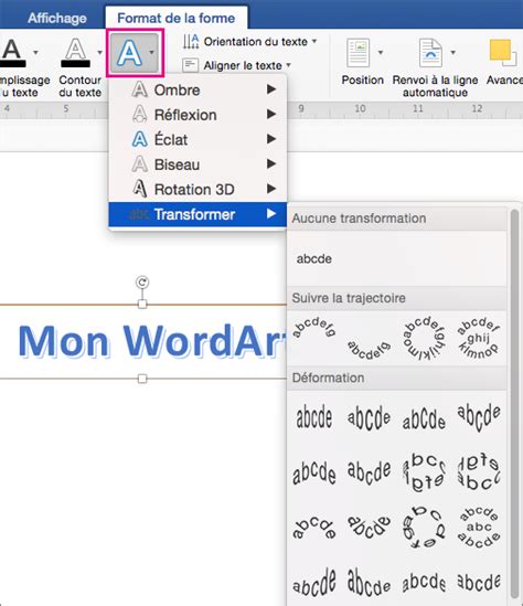 Insérer un objet WordArt dans Word 2016 pour Mac - Word for Mac