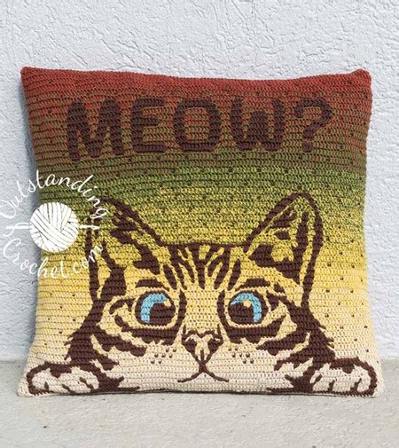 Peeking Cat Bag Pillow Mosaic Crochet Pattern I Outstanding Crochet