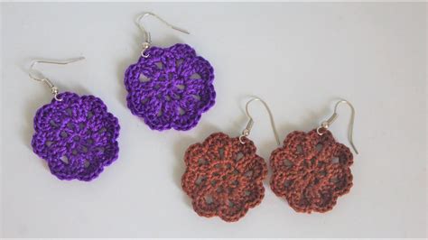 Crochet Flower Earrings With 8 Petals Easy DIY Tutorial YouTube