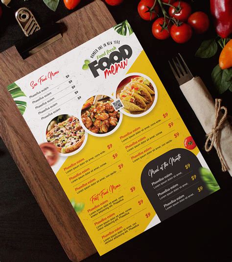 A4 Size Restaurant Food Menu PSD Template PSD Zone