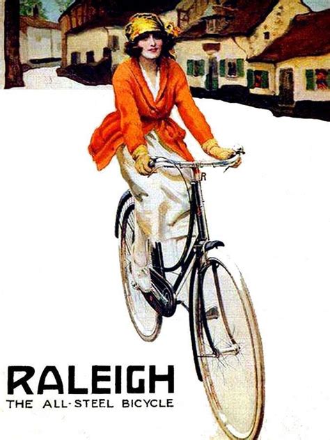 Raleigh All Steel Bicycle Woman Riding Bike Bike Poster Cycling