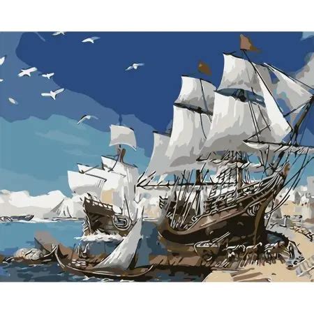 Pintura al óleo por números de barco de vela pintura al óleo digital