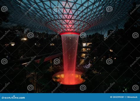 Jewel Changi Airport of Singapore Illuminated at Night Stock Illustration - Illustration of ...