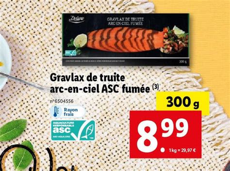 Promo Gravlax de truite arc en ciel ASC fumée 3 chez Lidl