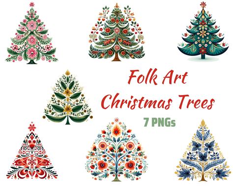 Christmas Tree Png Folk Art Christmas Tree Png Christmas Png Festive Clip Art Winter Png Etsy