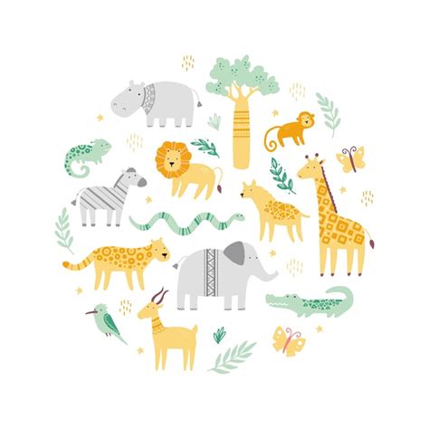 Premium Vector Set Of Cute African Zoo Animals