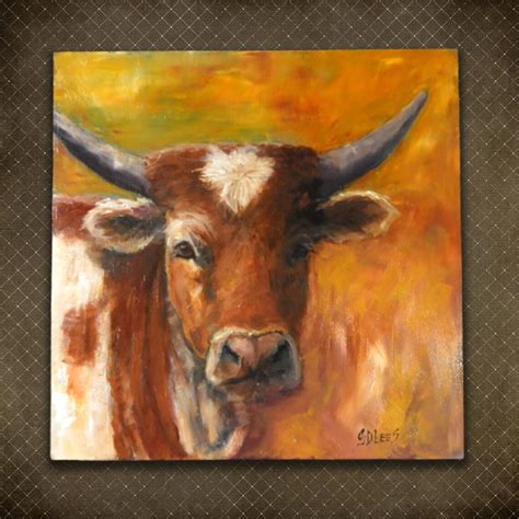 Longhorn Cow Art Oil Painting Original Western Art Ranch - Etsy