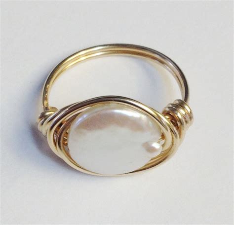 Pearl Ring Coin Pearl Ring White Coin Pearl Ring Gold Ring - Etsy