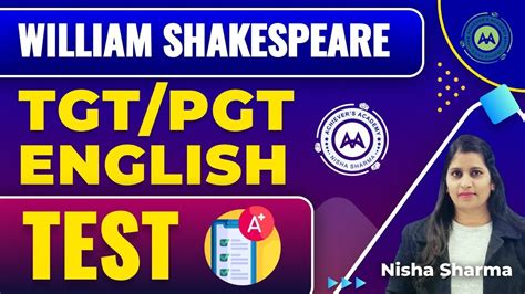 Tgt Pgt English Literature Test William Shakespeare By Nisha Sharma