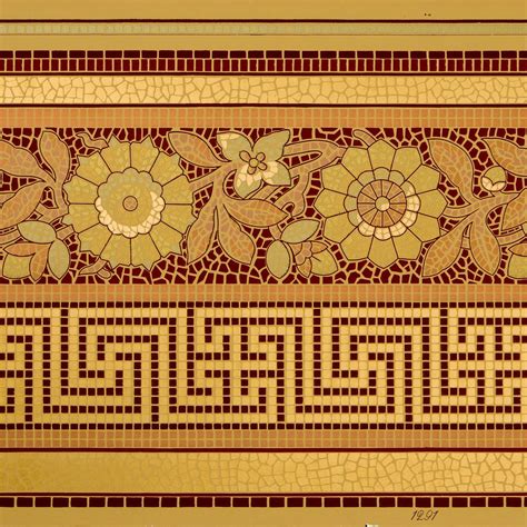 Greek Key And Floral Gilt Mosaic Borderantique Wallpaper Bolling