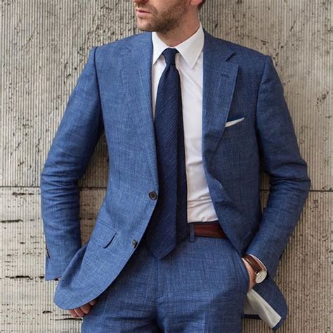 Ink Blue On Navy Blue Mensliving Linen Ink Blue Suit Crisp White