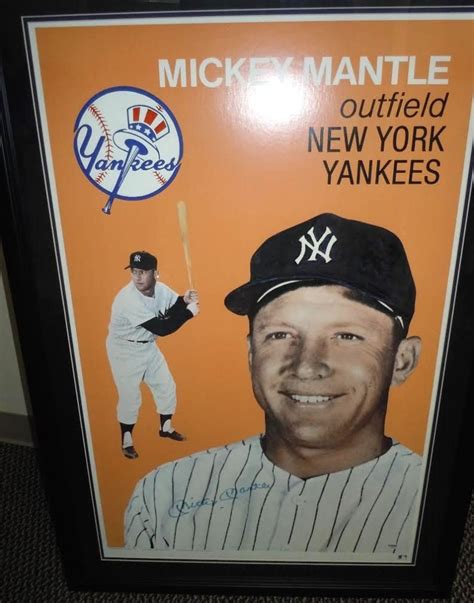 Mickey Mantle Signed Yankees X Custom Framed Poster Psa Loa