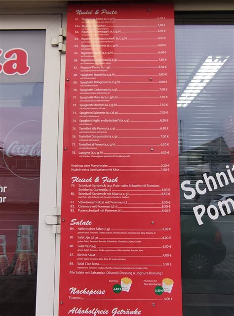 Speisekarte von Pizzeria Ciao Nina Nürnberg