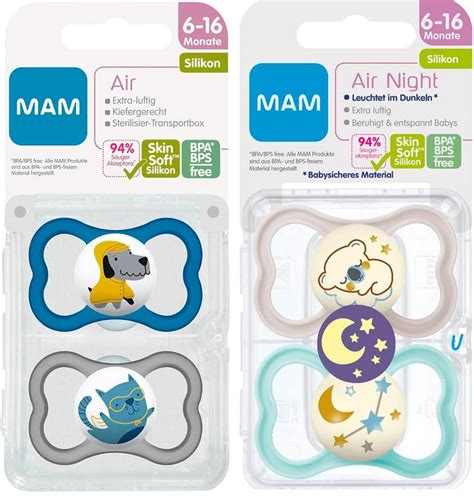 Mam Air Silicone Dummies 6 16 Boys Day And Night 2 Sterilising And