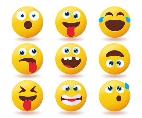 Conjunto de vetores de reação de emoticons Emoji Personagens de ícone