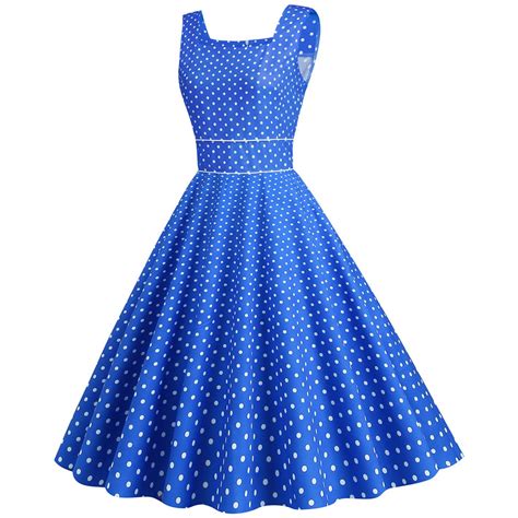 Brglopf Women 50s 60s Vintage Cocktail Swing Dress Sleeveless Polka Dot Retro Audrey Hepburn