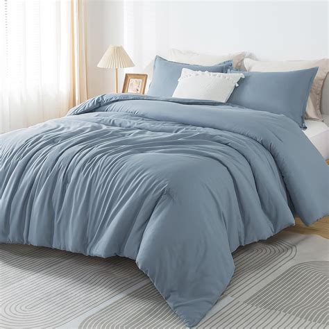 Amazon Andency Grayish Blue Comforter Set Full Pieces Solid