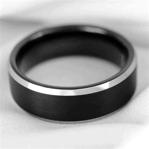 Titanium Couples Matching Ring Set With Black Center Vansweden Jewelers