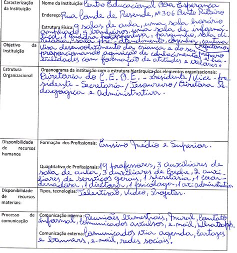 Registro de Observação da Instituição Creche Infantil Estágio da