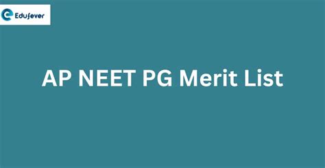 AP NEET PG Merit List 2024 Dates Rank List Provisional List