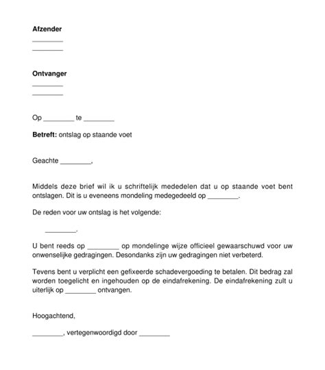 Officiele Ontslagbrief Voorbeeld Voorbeeldbrief Porn Sex Picture